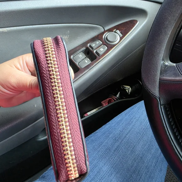 Coach Zip Around Wallet in Burgundy - Picture 5 of 6